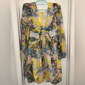 L’ATISTE Tropical Palm Print BEAUTIFUL Dress like new